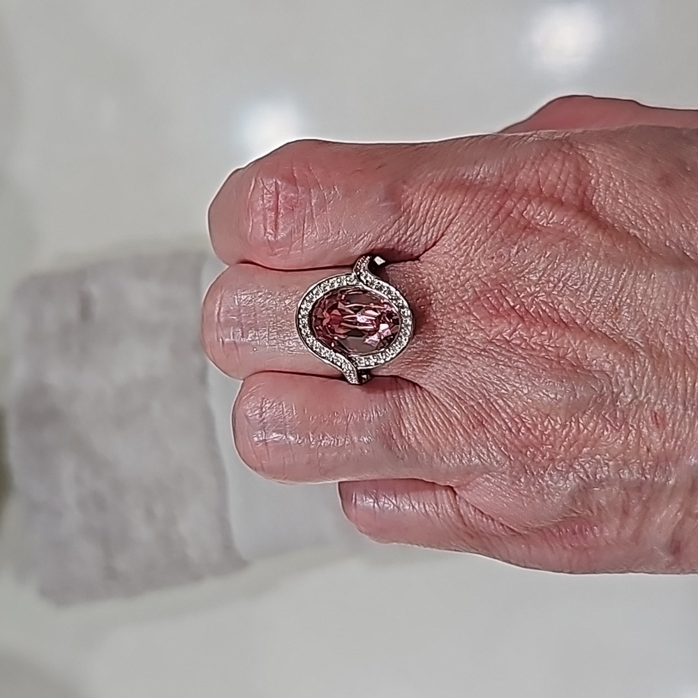 Authentic Swarovski pink stone ring